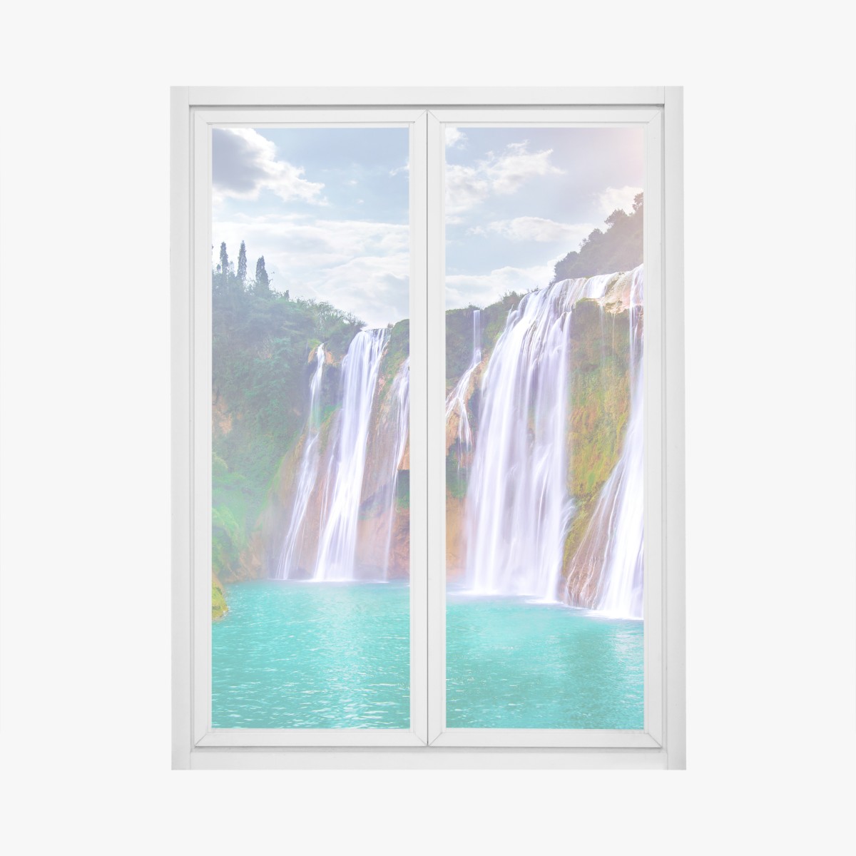 Fensteraufkleber Jiulong wasserfall türkis kaskade in Luoping, China – Wallnifity®