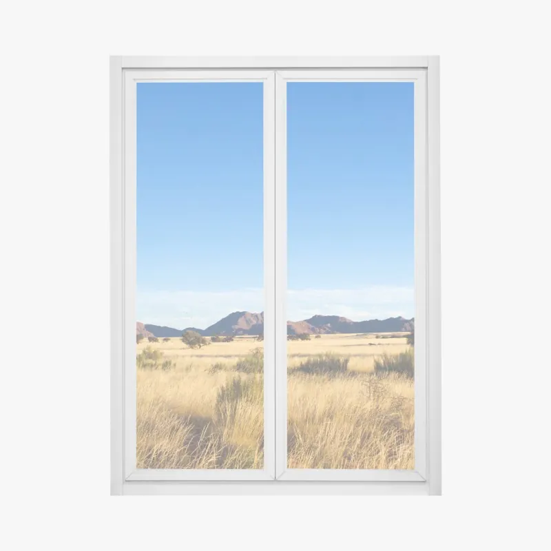 Fensteraufkleber ruhige savannenlandschaft unter klarem blauem himmel