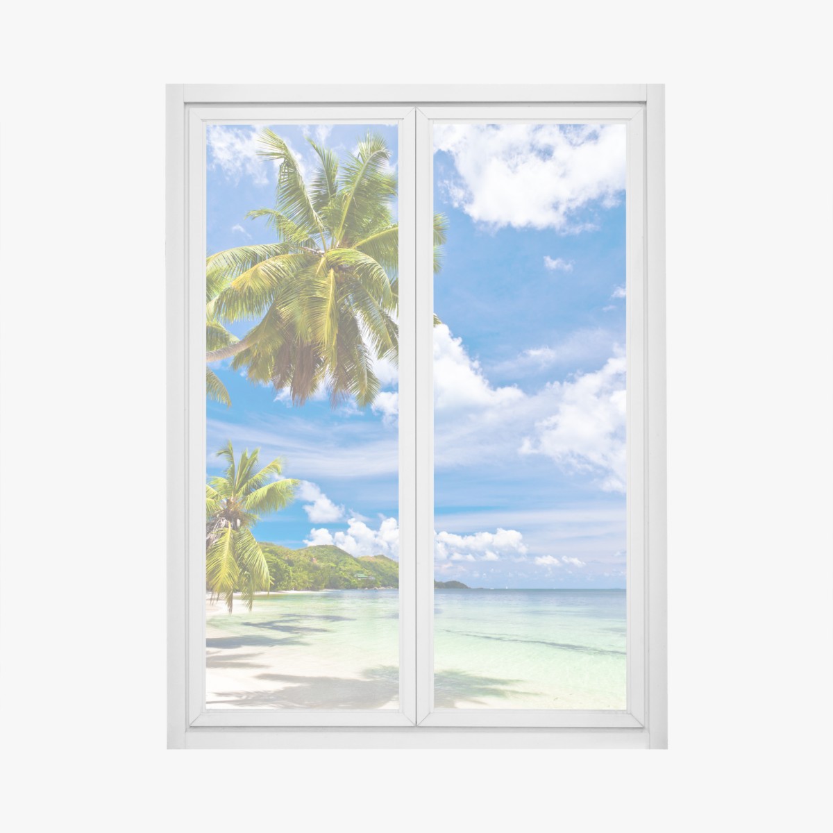 Fensteraufkleber tropischer strand mit palmen – Wallnifity®