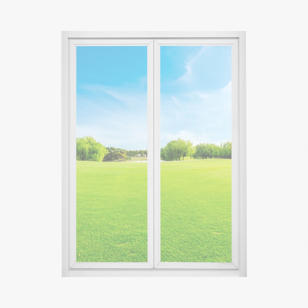 Fensteraufkleber friedliche grüne wiese unter blauem himmel – Wallnifity®