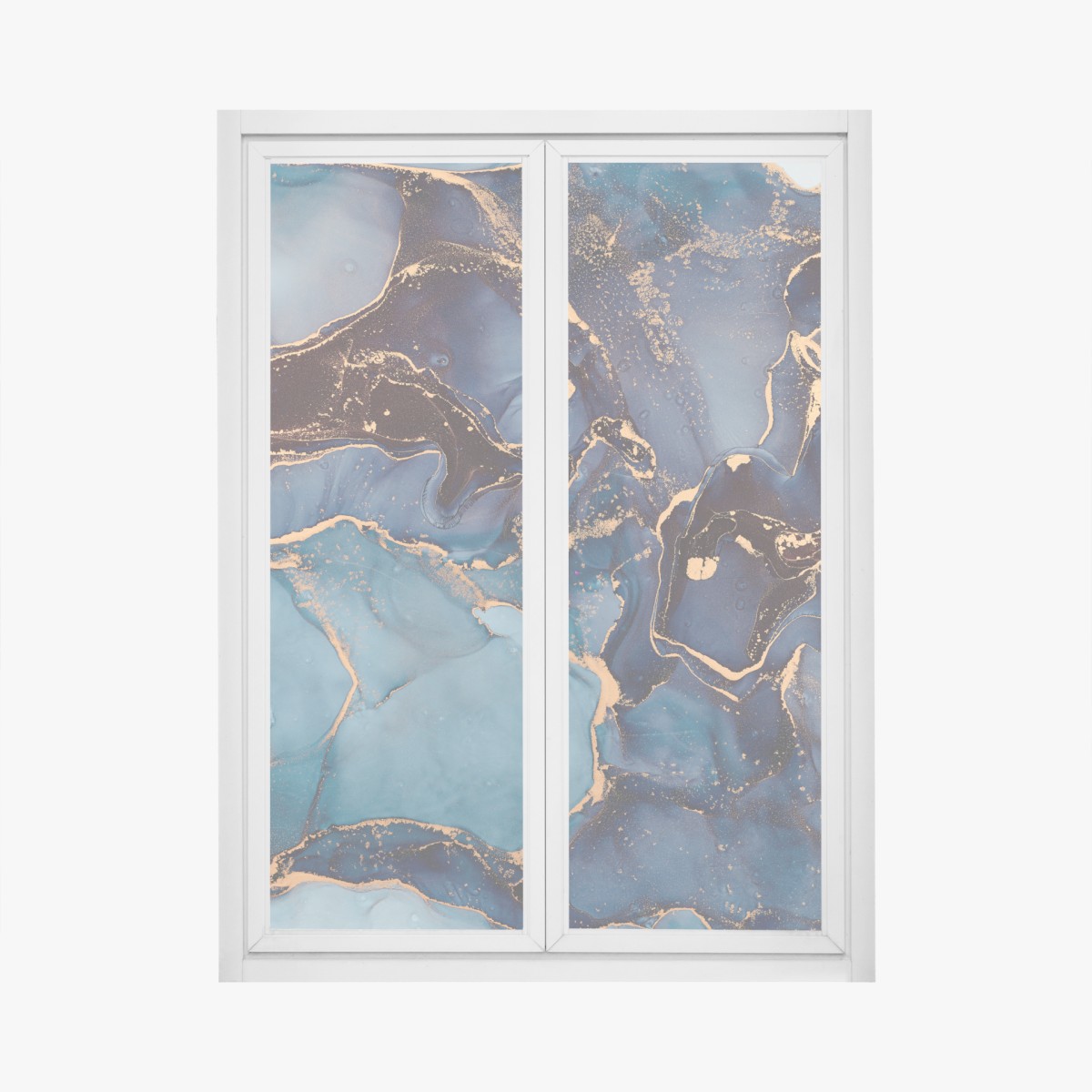 Fensteraufkleber tiefes ozeanblau mit goldadern – Wallnifity®