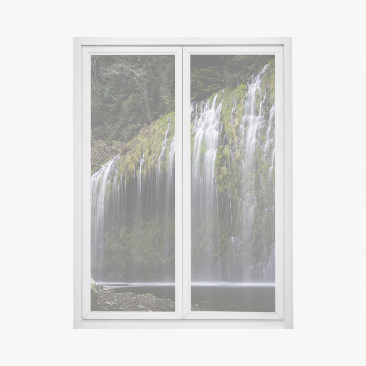 Fensteraufkleber moosiger wasserfall im wald – Wallnifity®