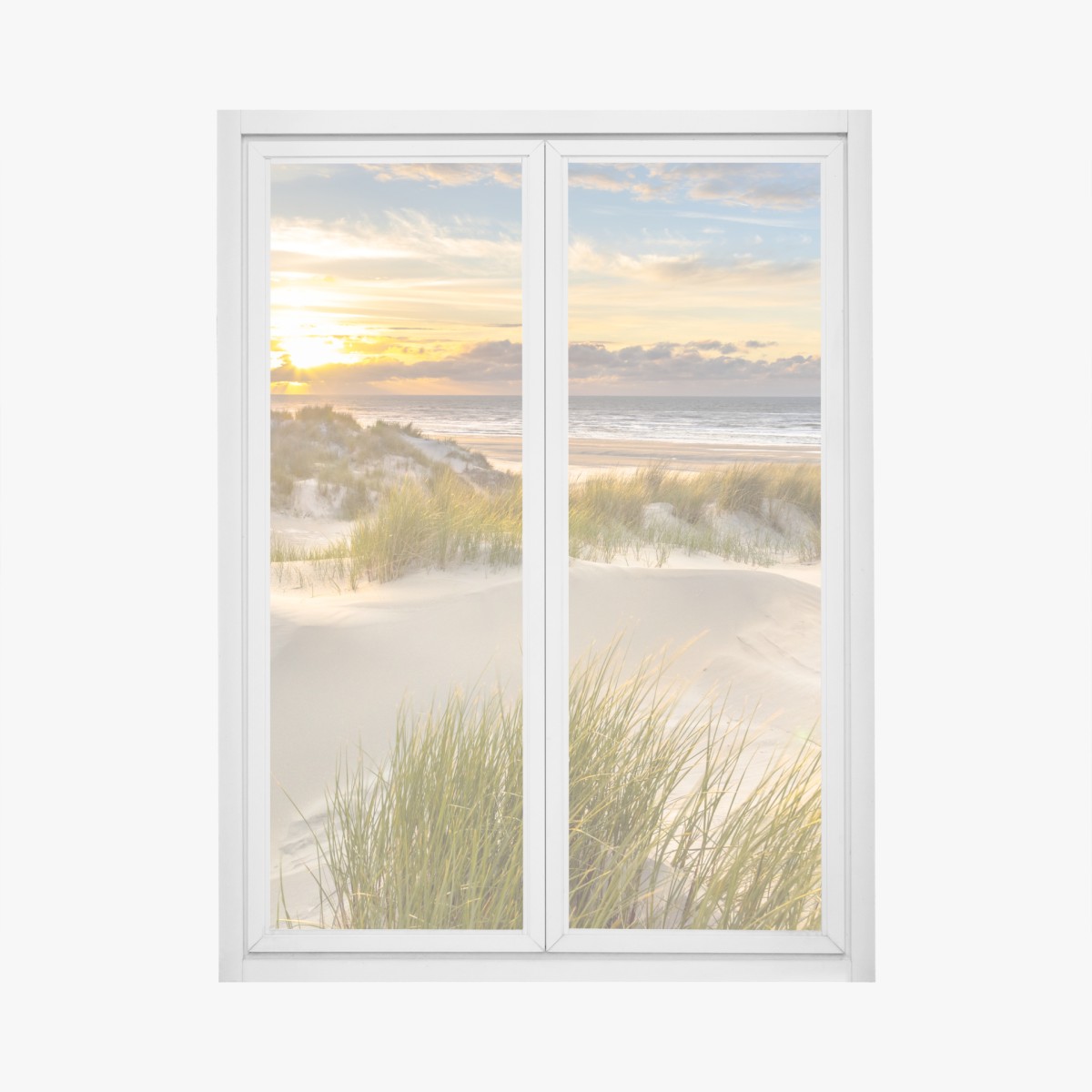 Fensteraufkleber sonnenuntergang über den dünen von Ameland – Wallnifity®