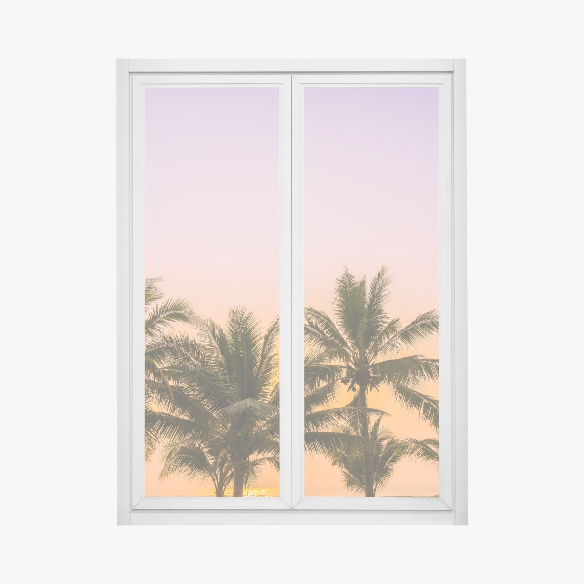 Fensteraufkleber tropischer palmsonnenuntergang am strand – Wallnifity®