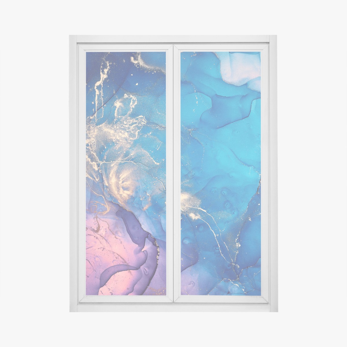 Fensteraufkleber blaue marmorierte alkoholtinten abstraktion – Wallnifity®