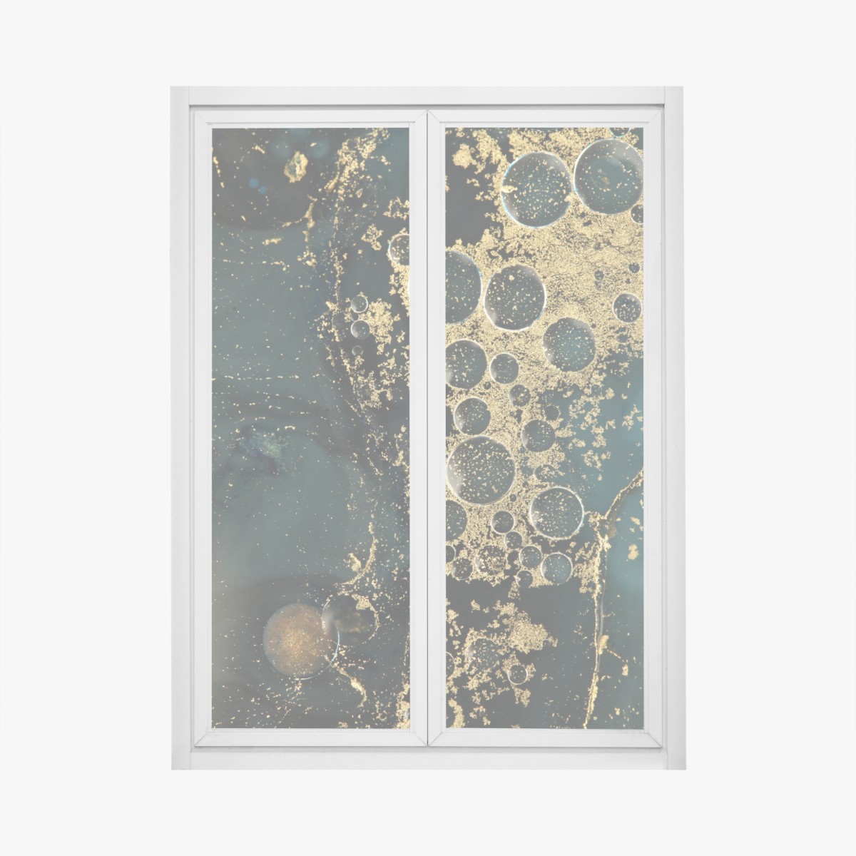 Fensteraufkleber türkis-gold abstrakte marmorierte textur – Wallnifity®
