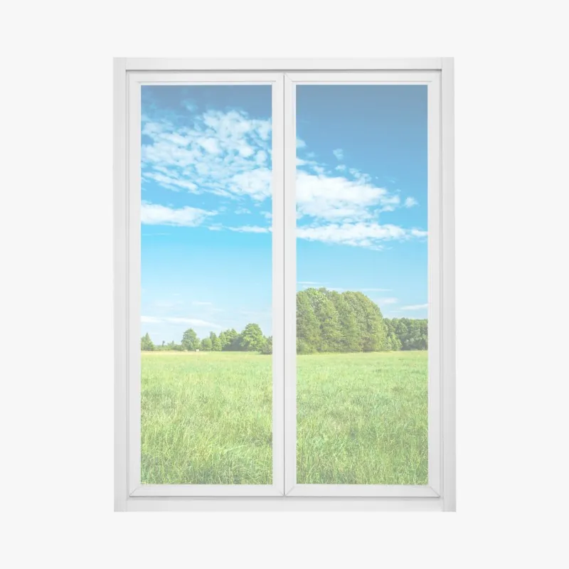 Fensteraufkleber sonnige grüne wiese unter blauem himmel