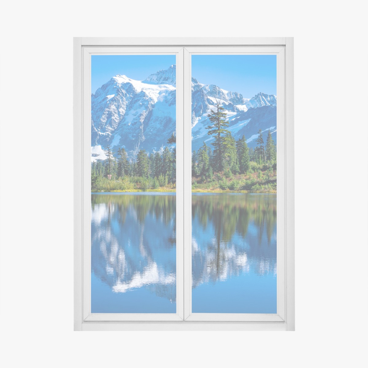 Fensteraufkleber majestätische bergspiegelung über dem see – Wallnifity®