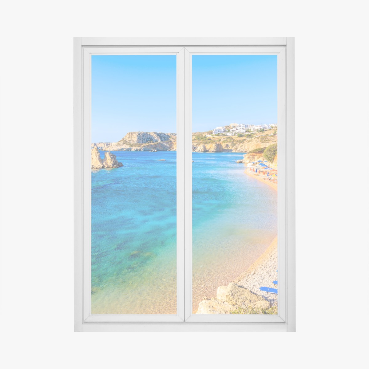 Fensteraufkleber strand Ammopi, Karpathos türkisfarbene bucht – Wallnifity®