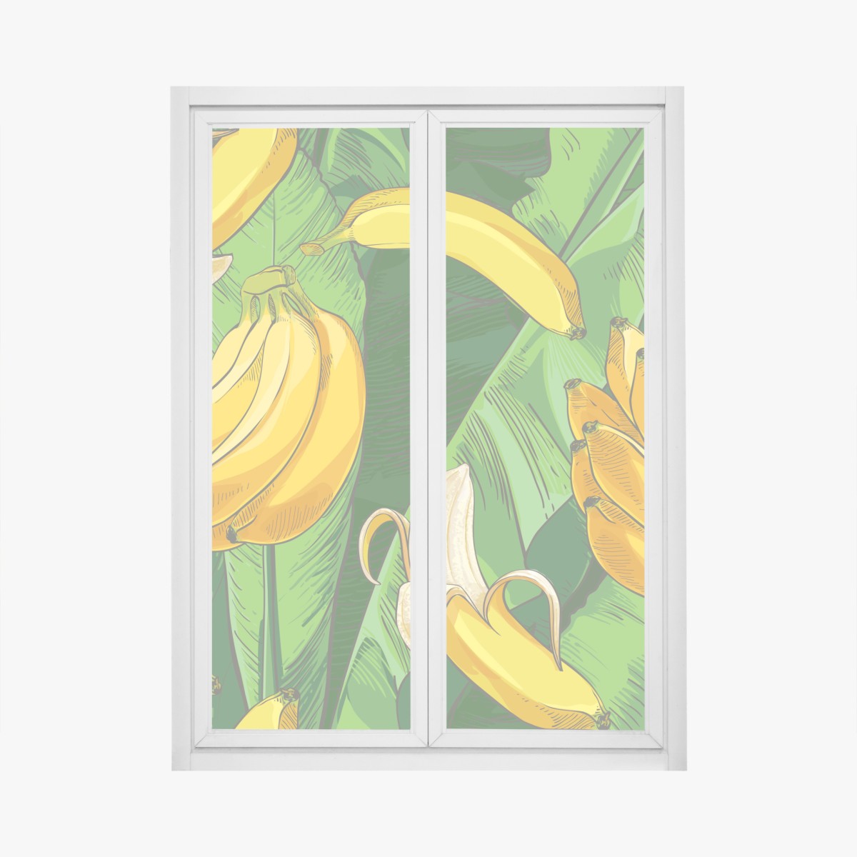 Fensteraufkleber tropisches bananenmuster mit bananenblättern – Wallnifity®