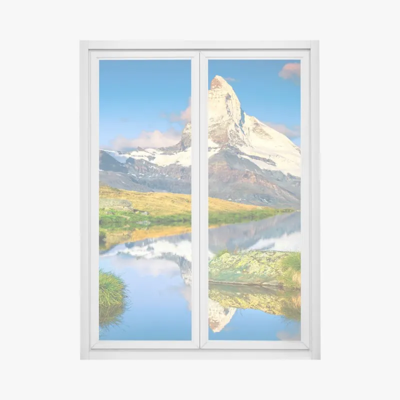 Fensteraufkleber majestätisches Matterhorn gespiegelt im alpensee