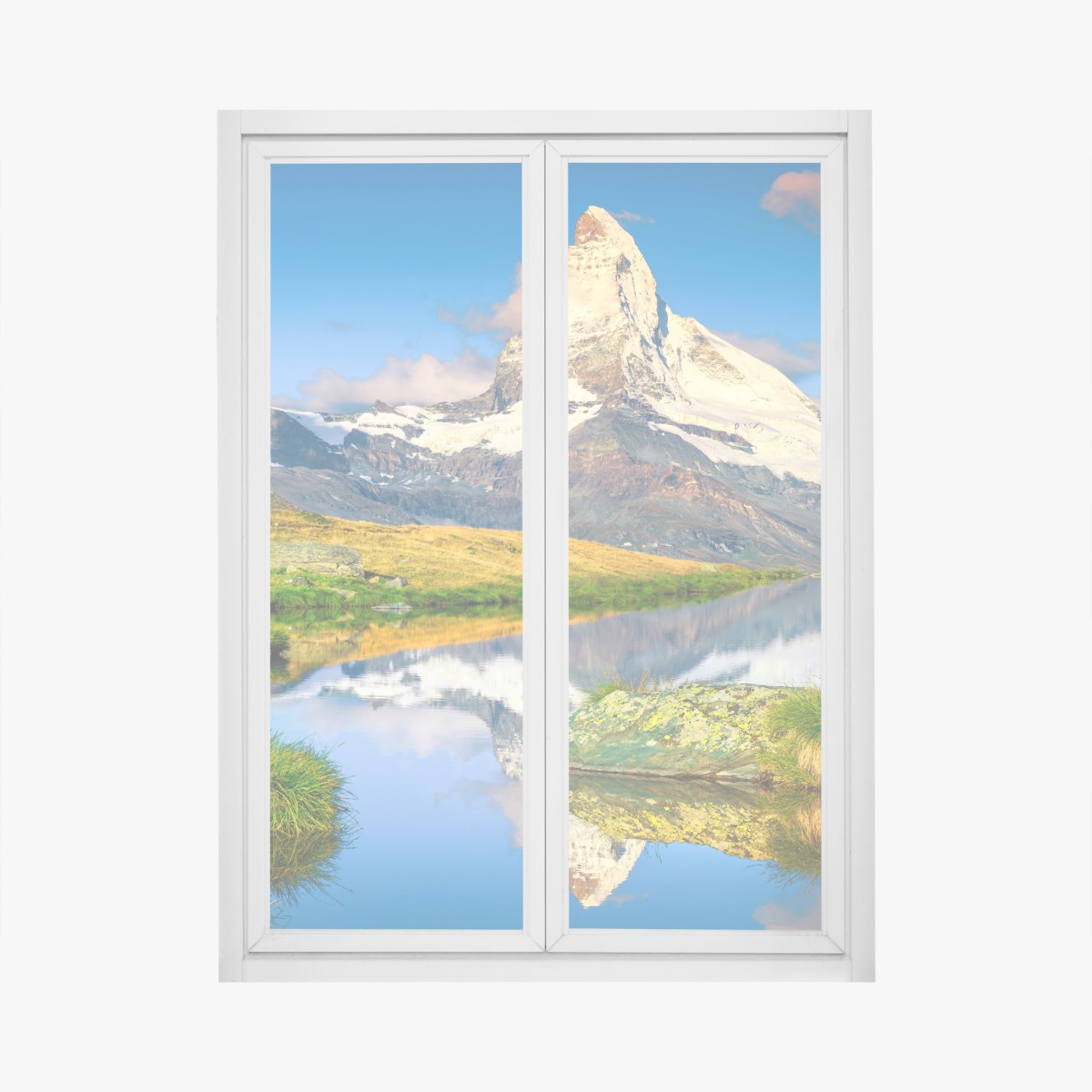 Fensteraufkleber majestätisches Matterhorn gespiegelt im alpensee – Wallnifity®