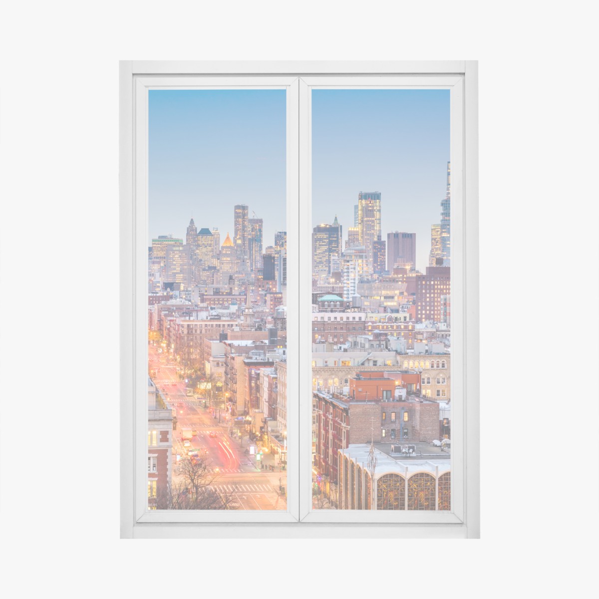 Fensteraufkleber New York skyline bei dämmerung – Wallnifity®