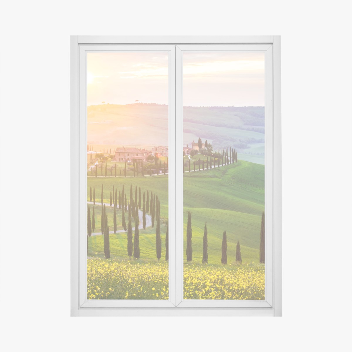 Fensteraufkleber sonnenaufgang in der Toskana – Wallnifity®