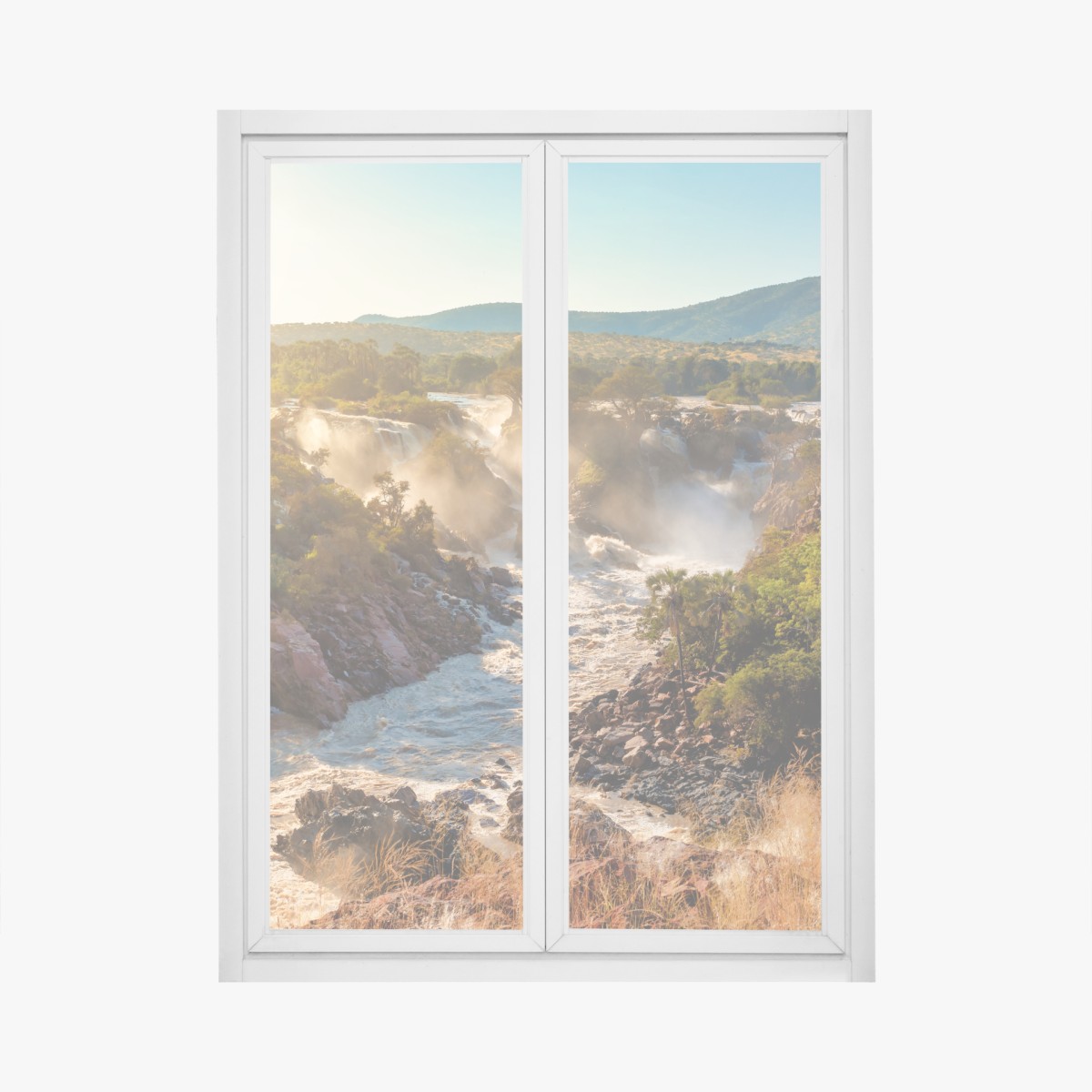 Fensteraufkleber sonnenaufgang über Epupa-wasserfälle – Wallnifity®