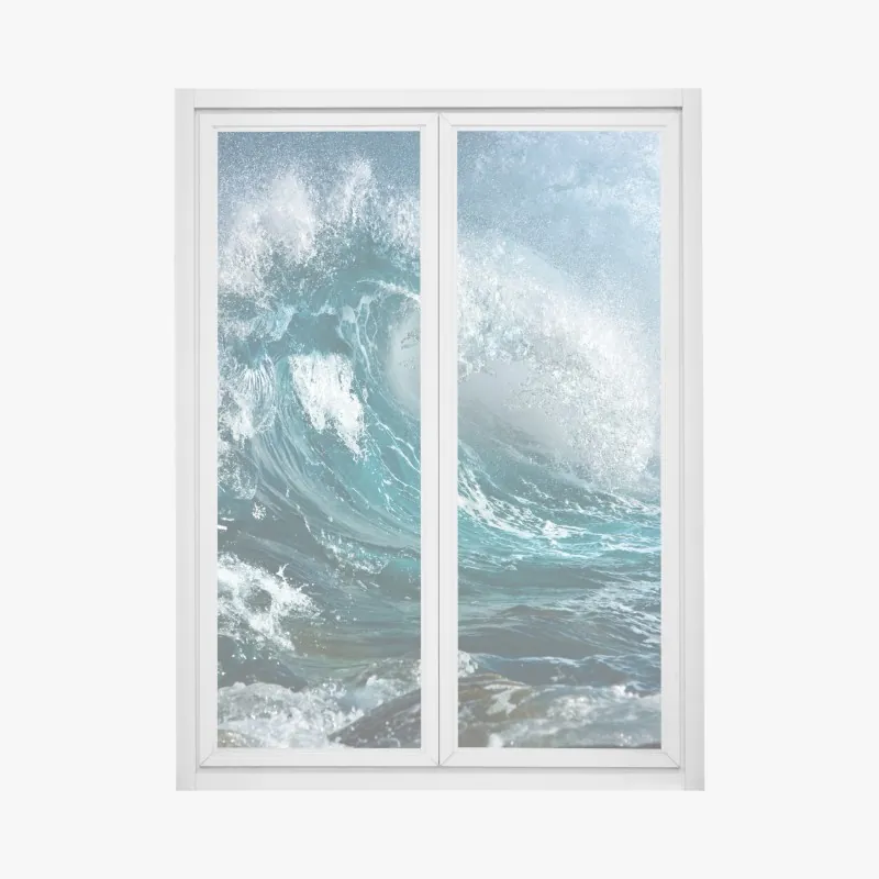 Fensteraufkleber türkise ozeanwelle in bewegung