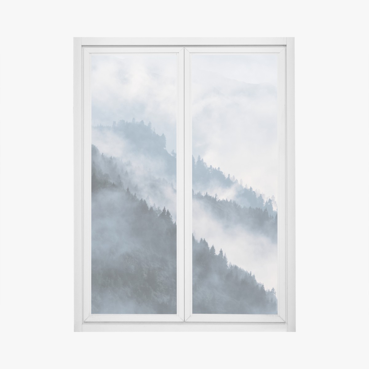 Fensteraufkleber nebelverhangene bergkämme – Wallnifity®
