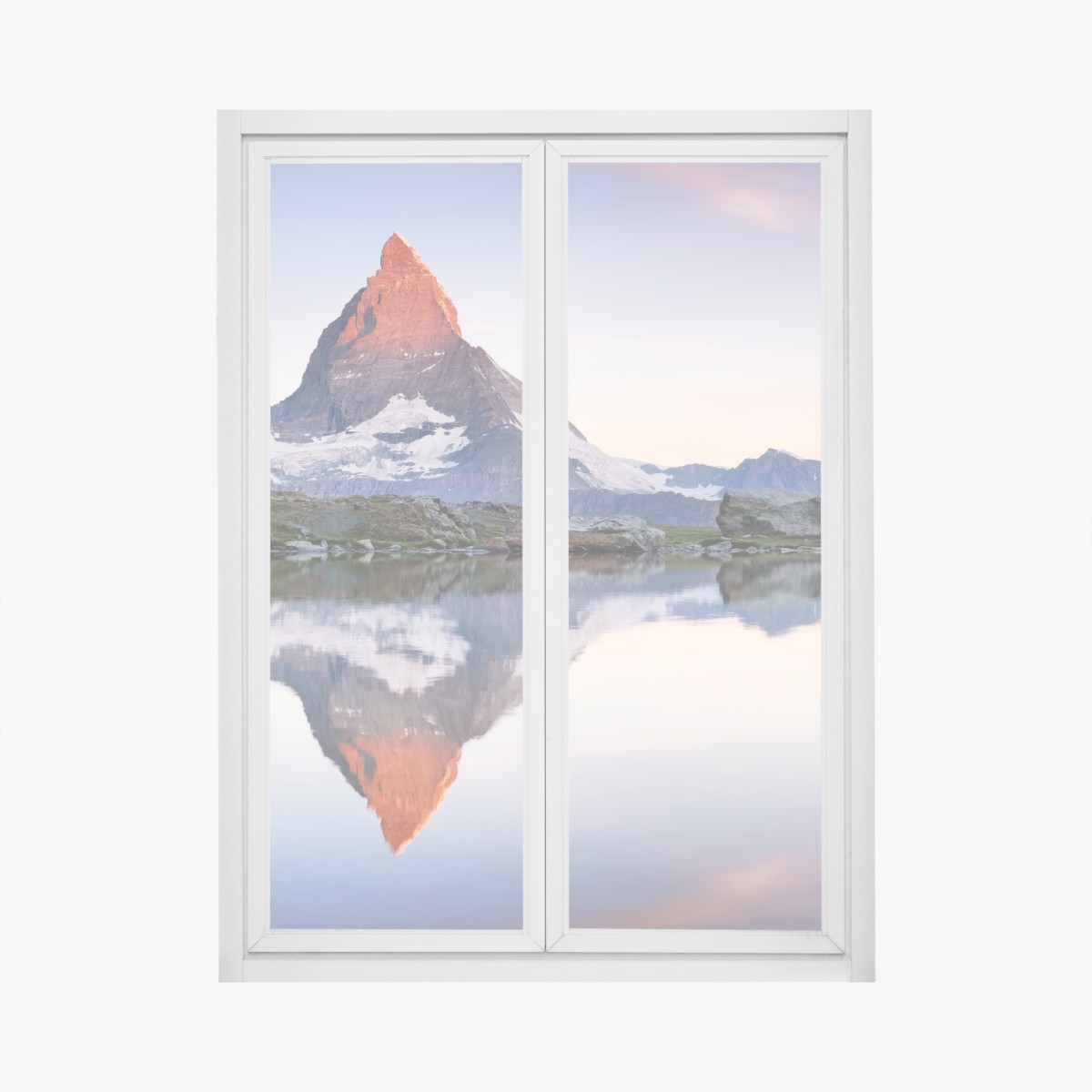 Fensteraufkleber Matterhorn bei sonnenaufgang über dem alpensee – Wallnifity®