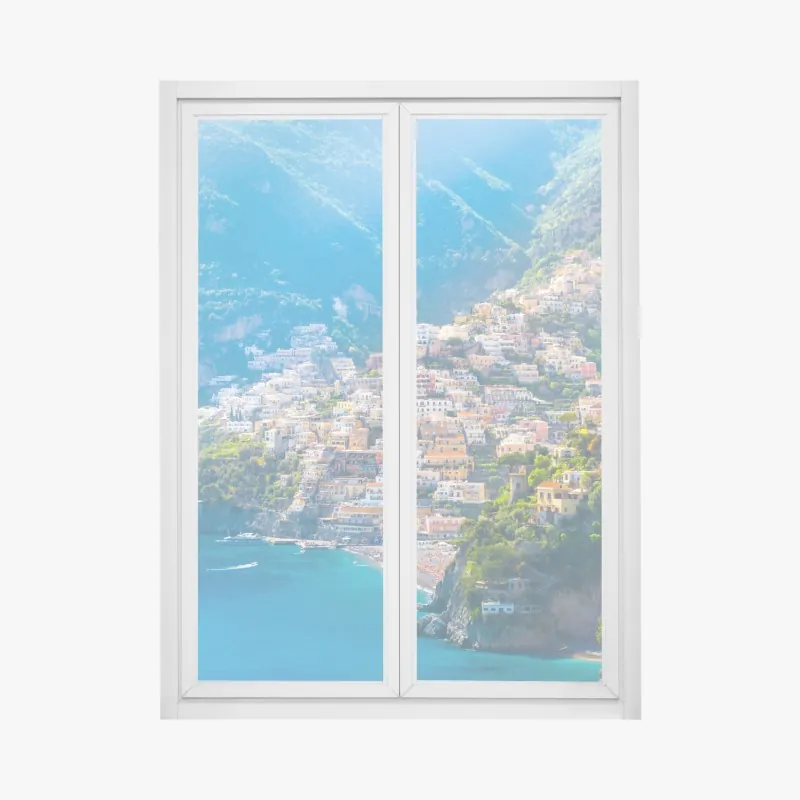 Fensteraufkleber Positano: buntes küstendorf an der Amalfiküste