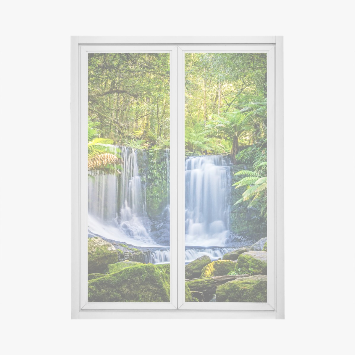Fensteraufkleber üppiger wasserfall im Mt Field National Park, Tasmania – Wallnifity®