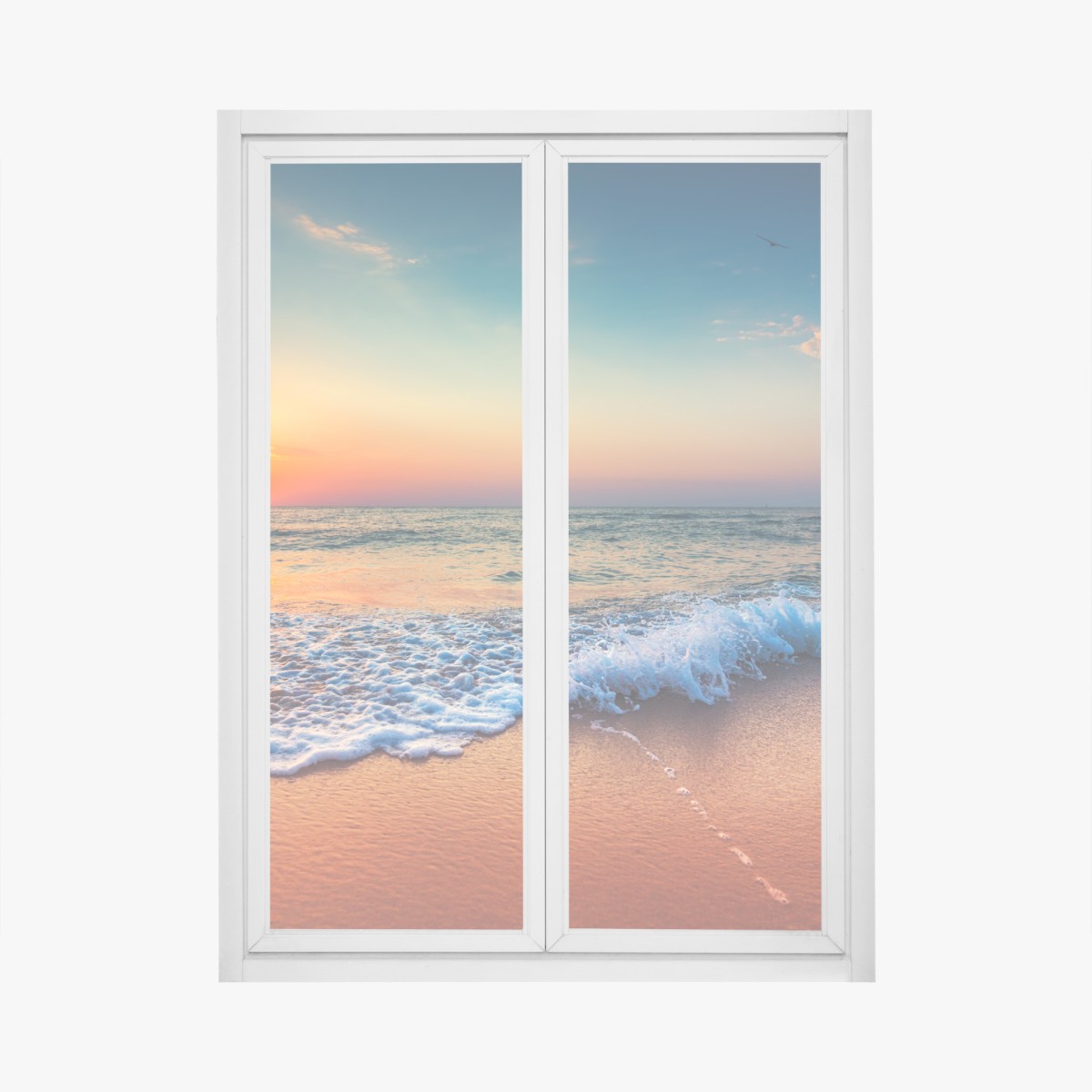 Fensteraufkleber goldener sonnenaufgang über dem meer – Wallnifity®