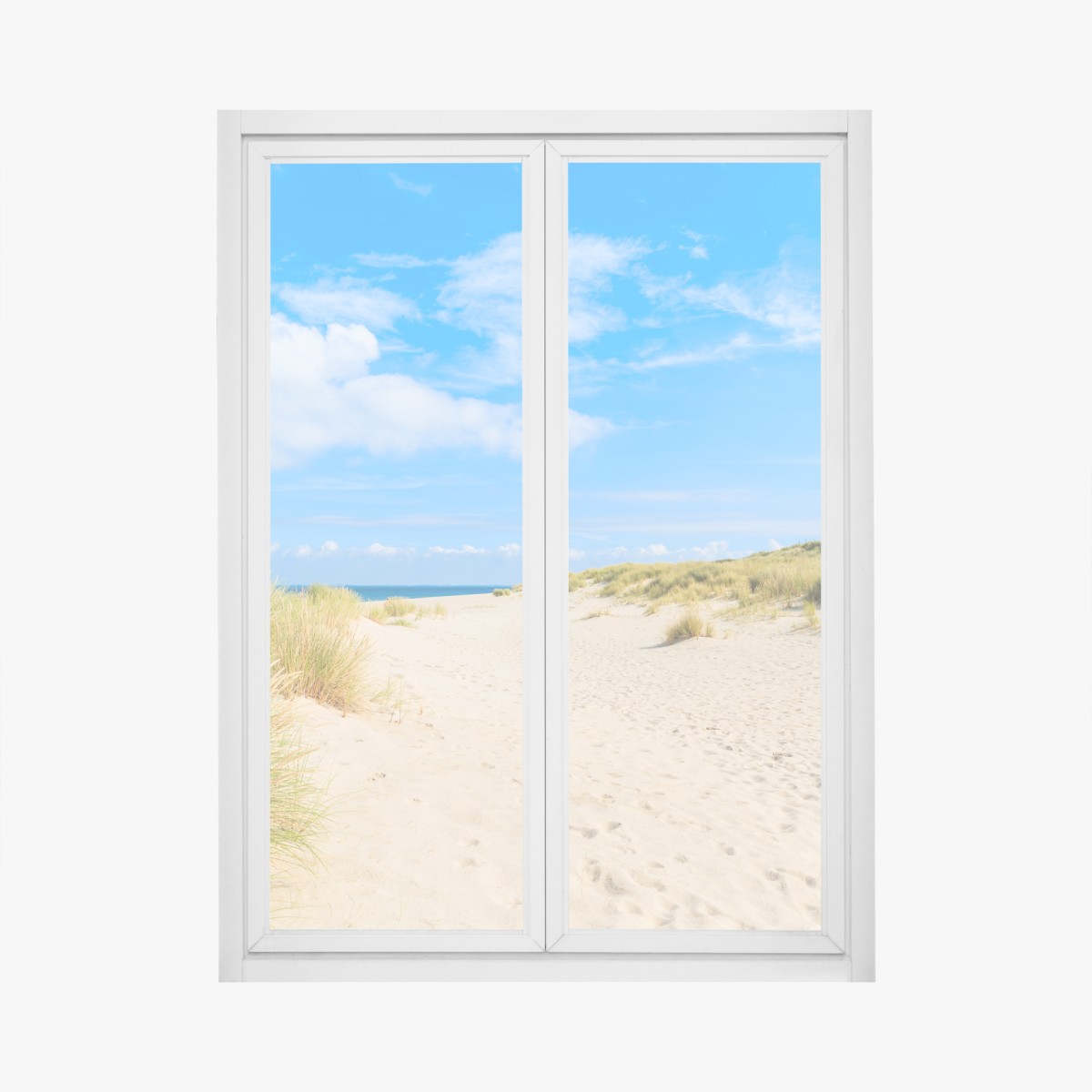 Fensteraufkleber ruhige dünen Sylt mit leuchtturm – Wallnifity®