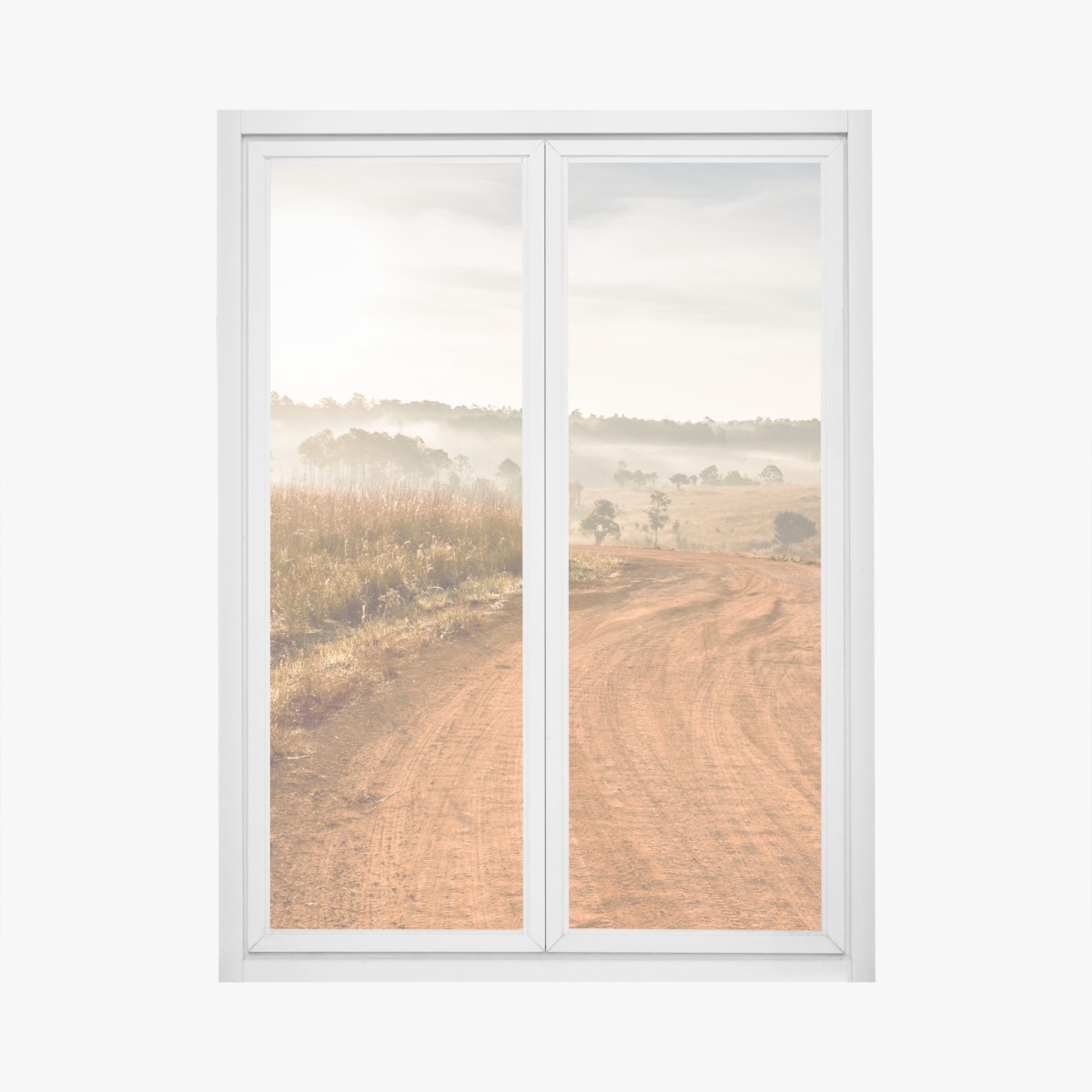 Fensteraufkleber morgendlicher feldweg in Thung Salaeng Luang – Wallnifity®