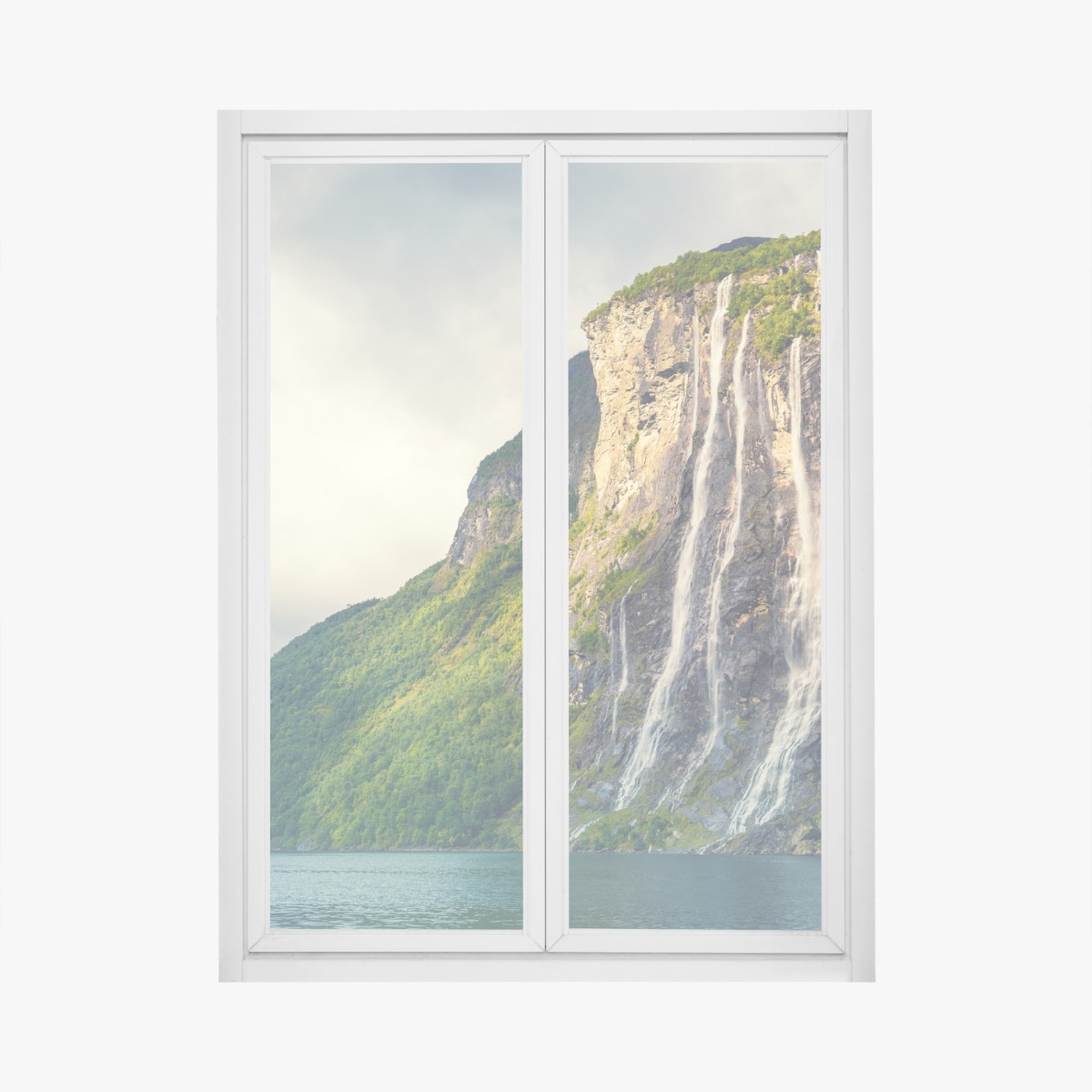 Fensteraufkleber wasserfälle an fjordklippen – Wallnifity®