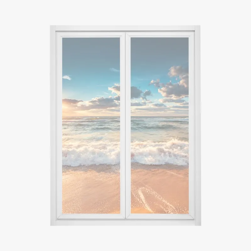 Fensteraufkleber goldener sonnenaufgang über der meeresküste