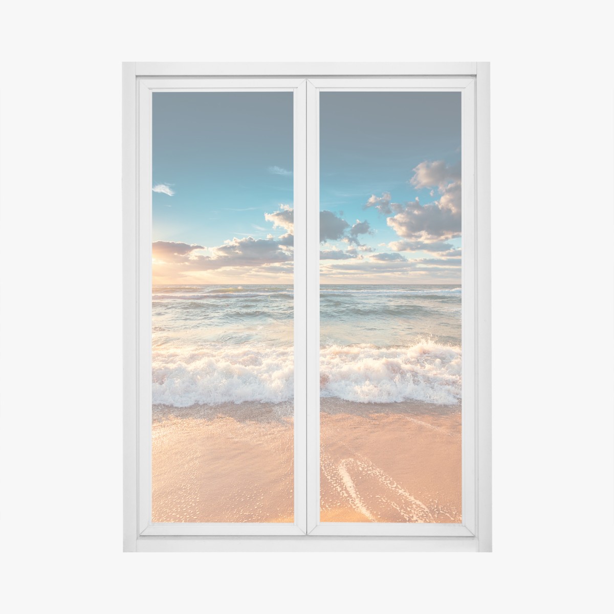 Fensteraufkleber goldener sonnenaufgang über der meeresküste – Wallnifity®