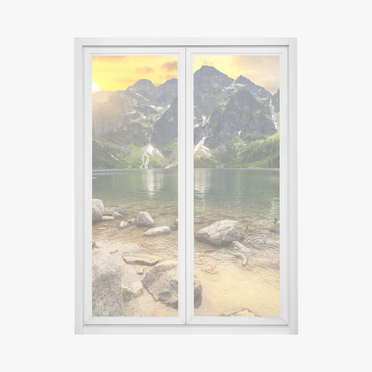 Fensteraufkleber sonnenuntergang über Morskie Oko, Tatra, Polen – Wallnifity®