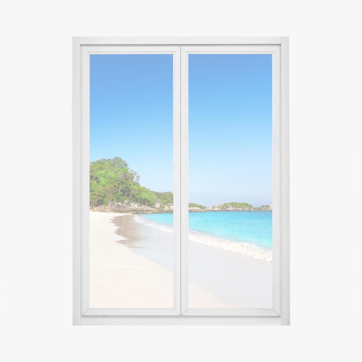 Fensteraufkleber tropischer strand mit weißem sand – Wallnifity®