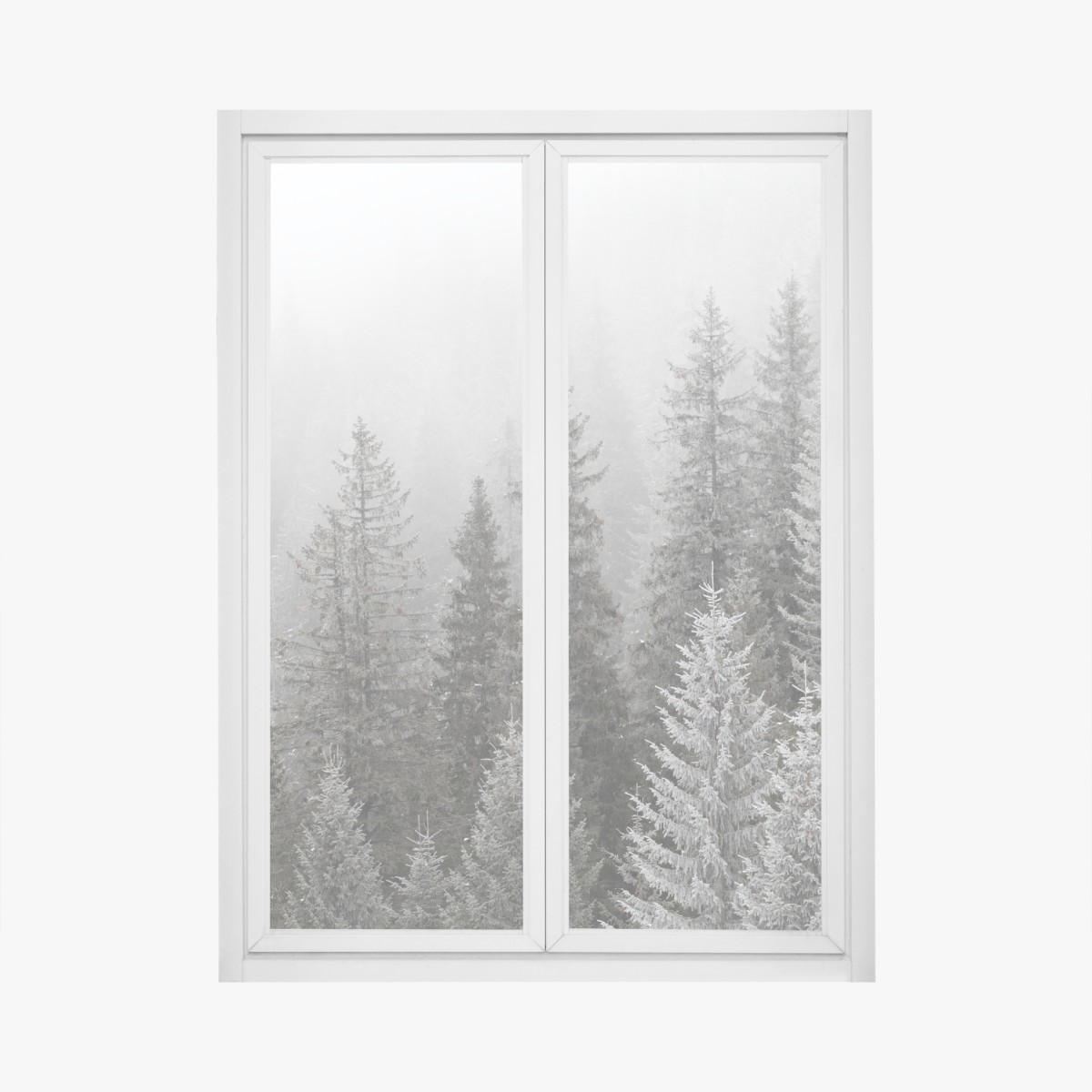 Fensteraufkleber nebliger winterwald in den Karpaten – Wallnifity®