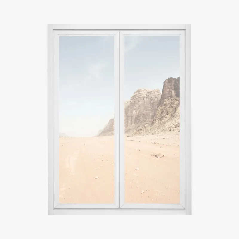 Fensteraufkleber weites wüstenpanorama in Wadi Rum, Jordanien
