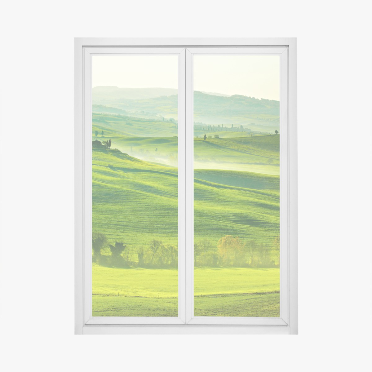 Fensteraufkleber sonnige sanft hügelnde landschaft der Toskana – Wallnifity®