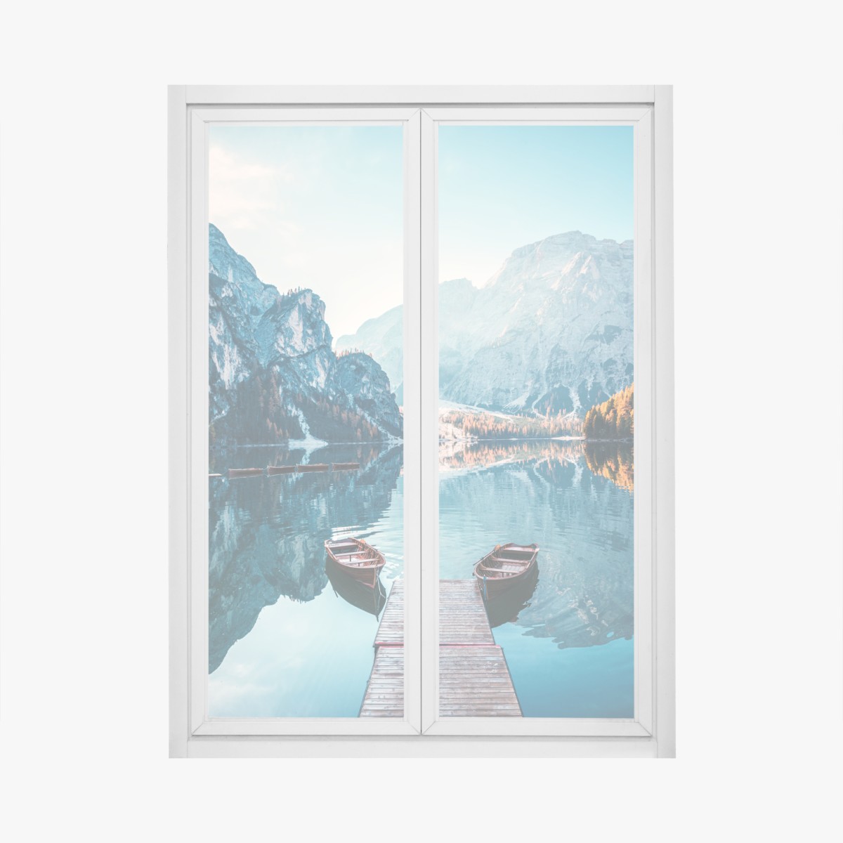 Fensteraufkleber ruhiger morgen am Pragser Wildsee, Dolomiten – Wallnifity®