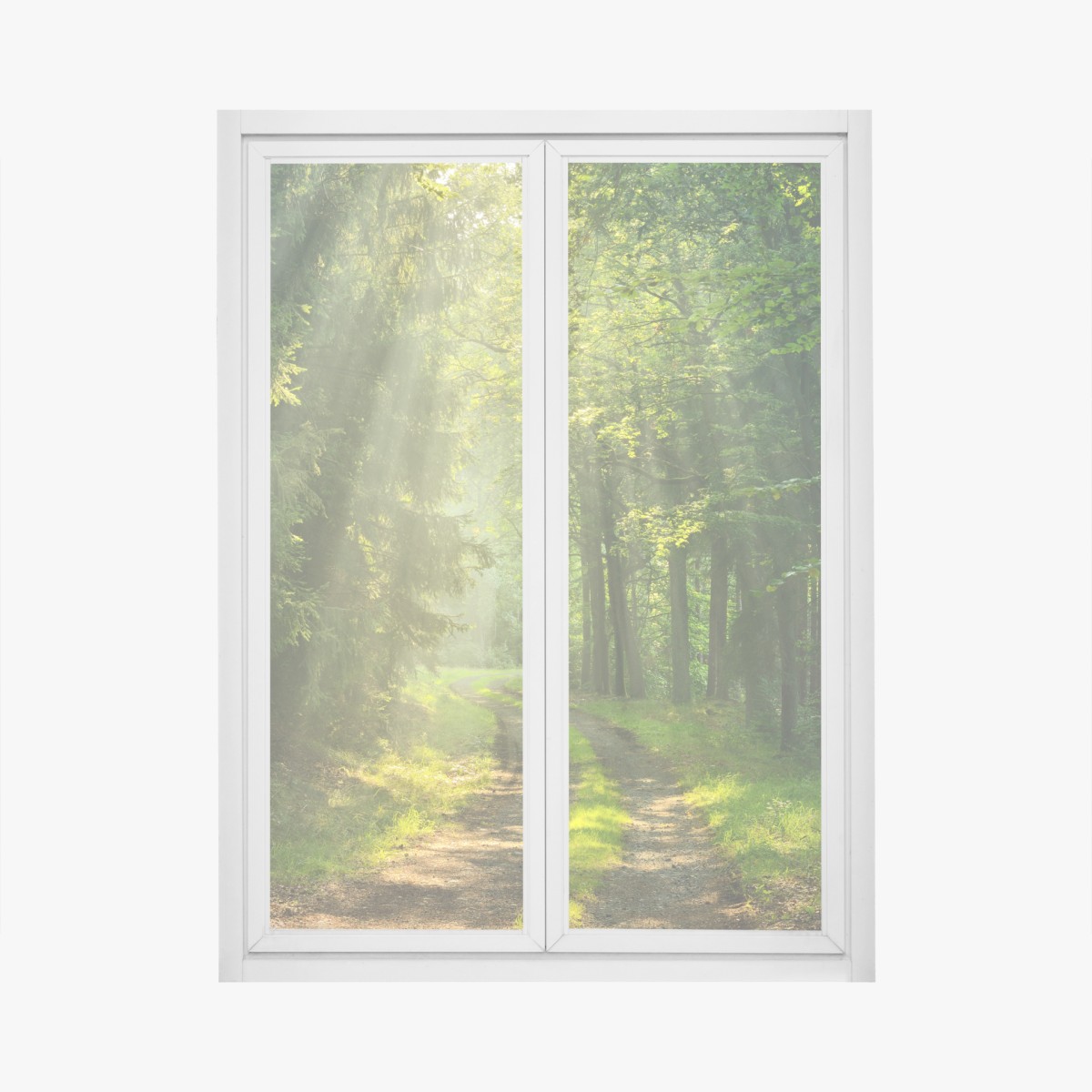Fensteraufkleber sonnenbeschienener waldpfad – Wallnifity®