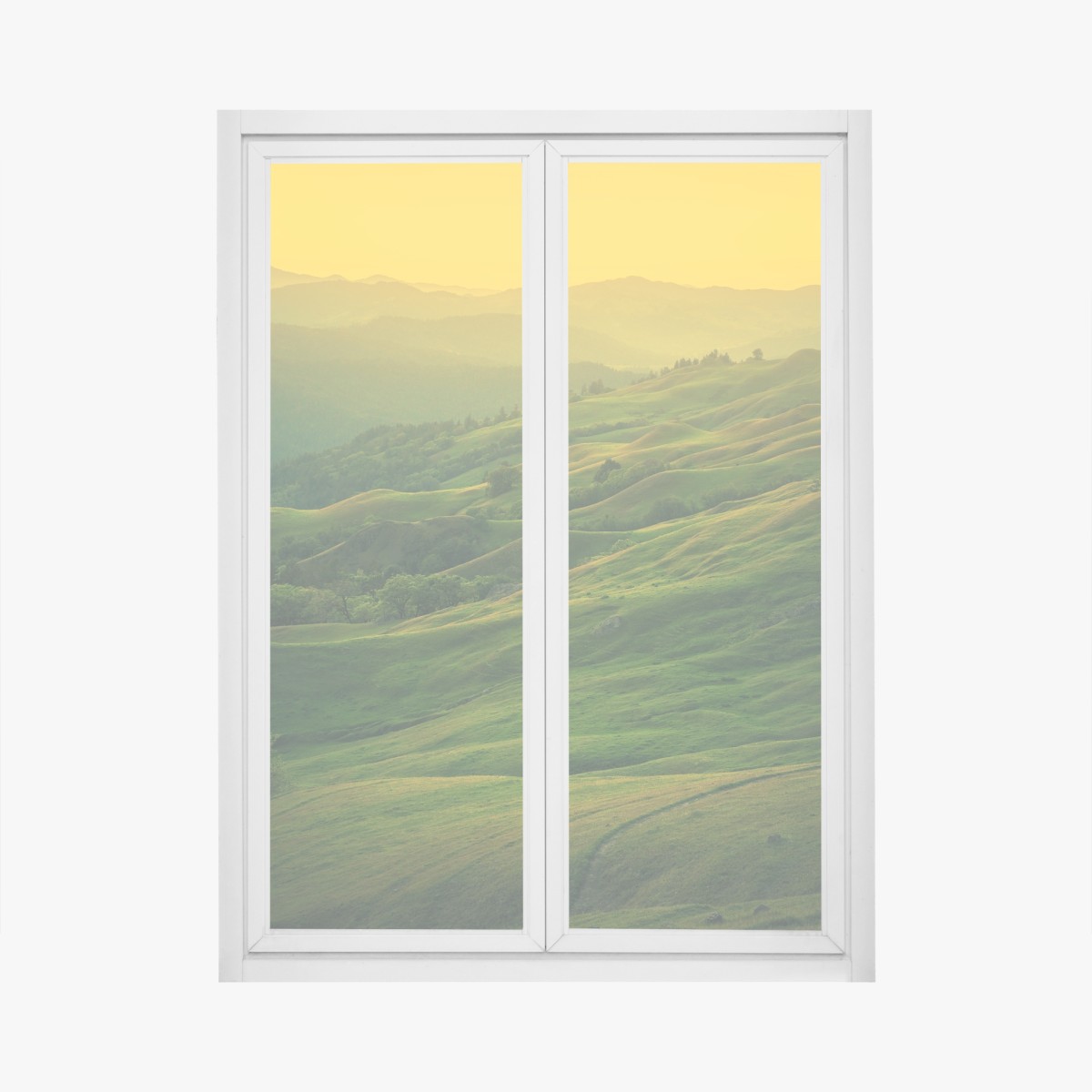Fensteraufkleber hügel von Nordkalifornien bei sonnenuntergang – Wallnifity®