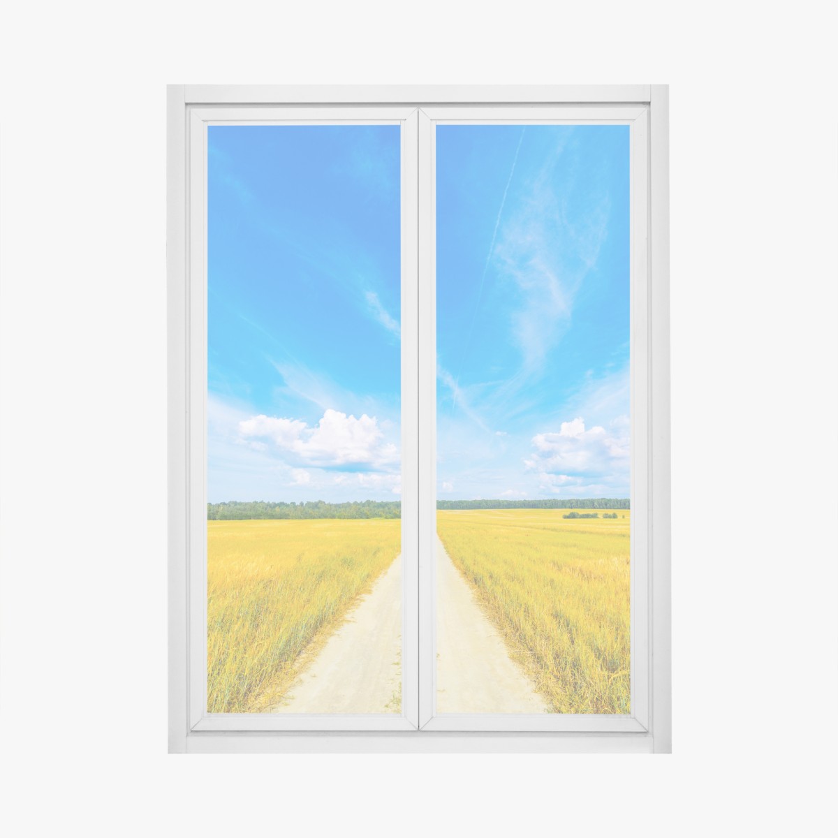 Fensteraufkleber goldene wiese unter weitem blauem himmel – Wallnifity®