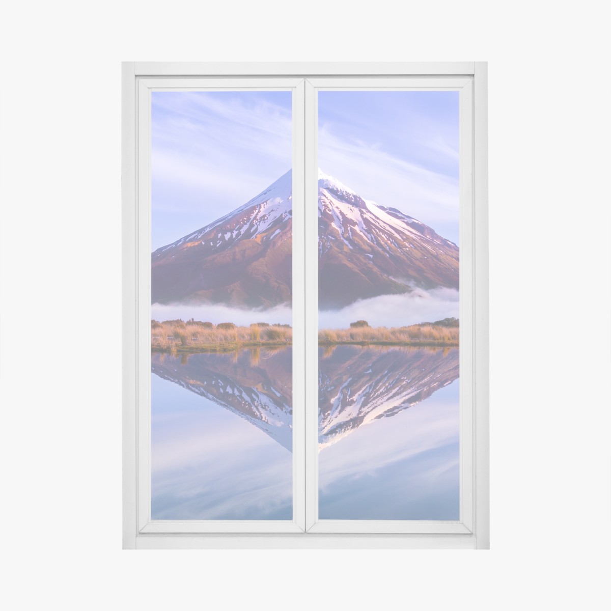 Fensteraufkleber majestätische bergspiegelung bei sonnenaufgang – Wallnifity®