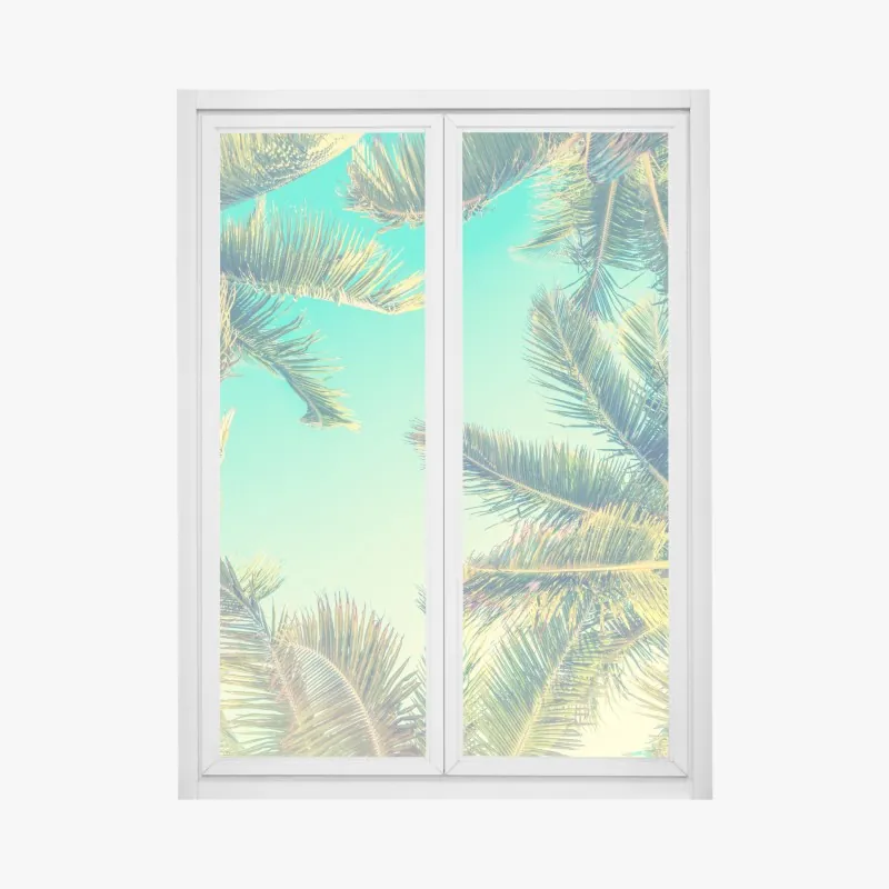 Fensteraufkleber vintage türkis palmenhimmel