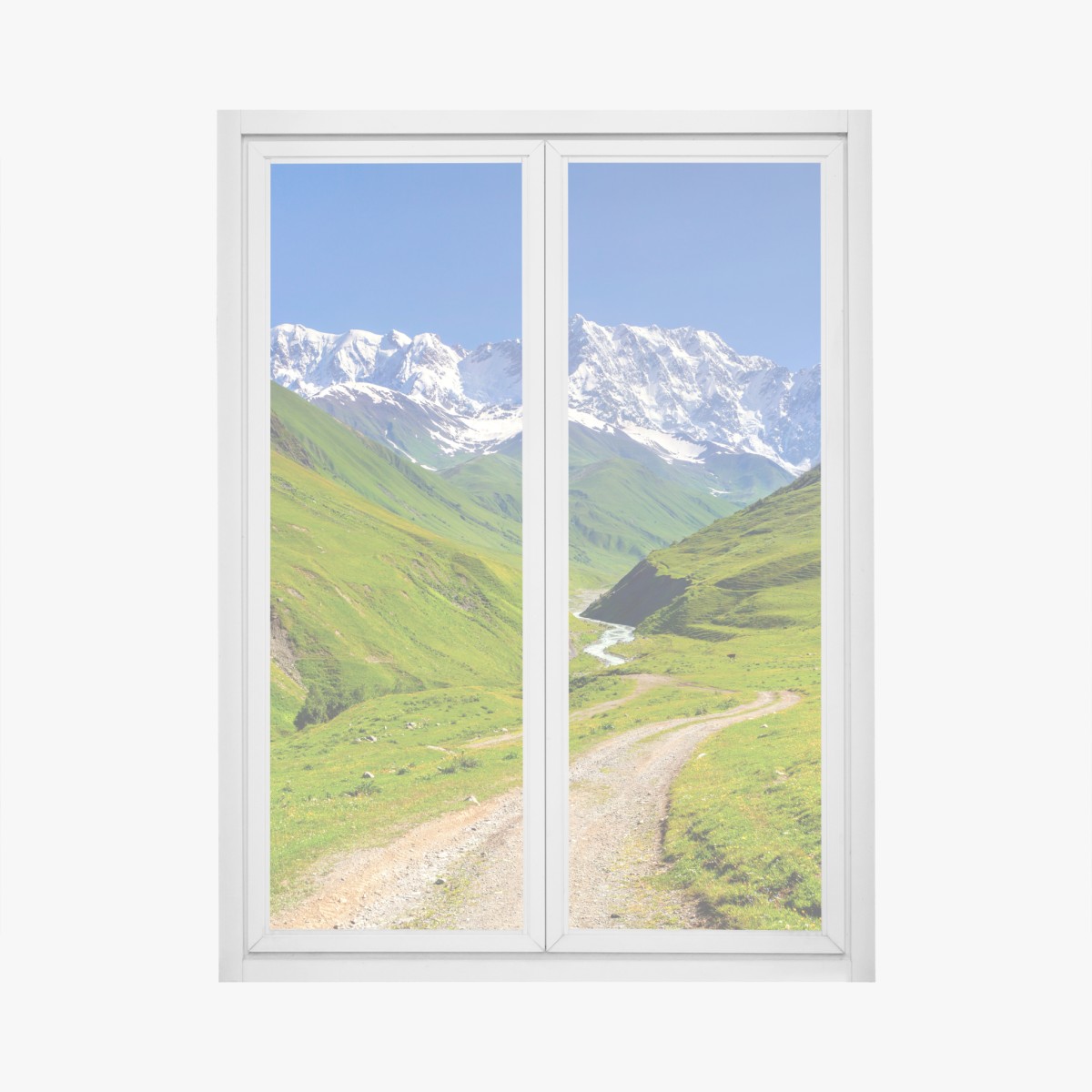 Fensteraufkleber majestätischer blick auf Shkhara von Ushguli – Wallnifity®
