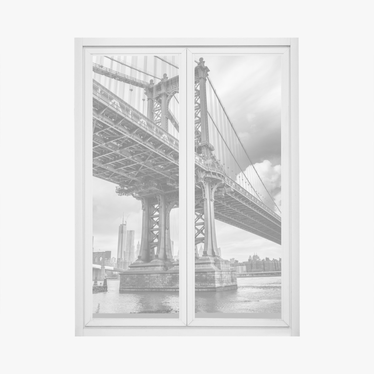 Fensteraufkleber blick auf die Manhattan Bridge und die skyline von New York – Wallnifity®