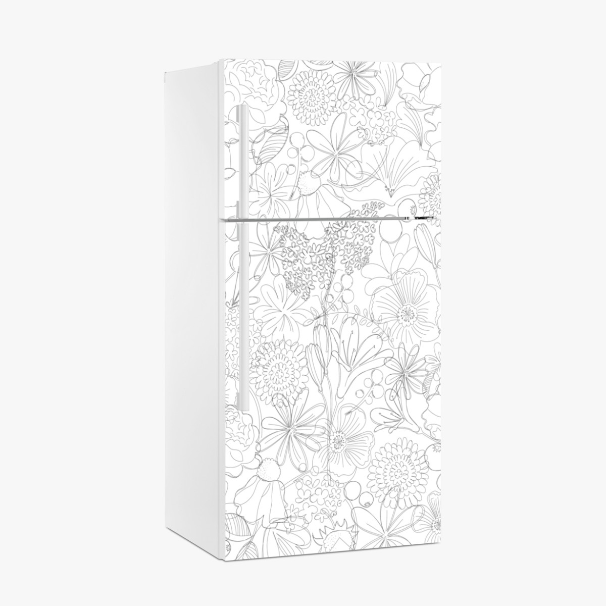 Kühlschrankaufkleber zartes handgezeichnetes blumenlinienmuster – Wallnifity®
