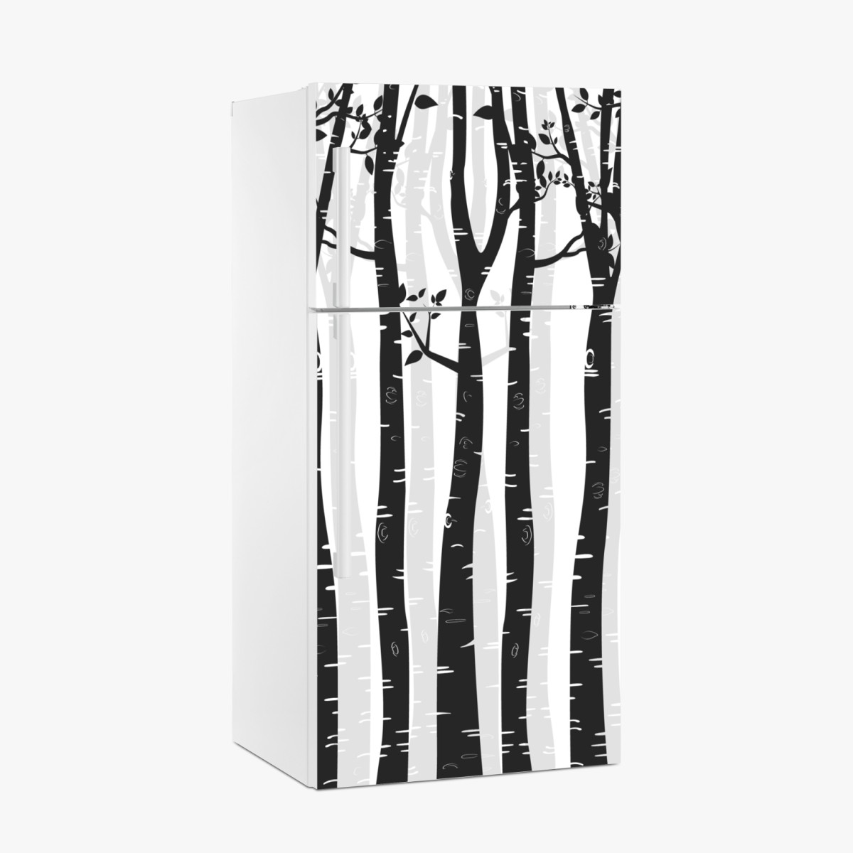Kühlschrankaufkleber monochromatischer birkenwald – Wallnifity®