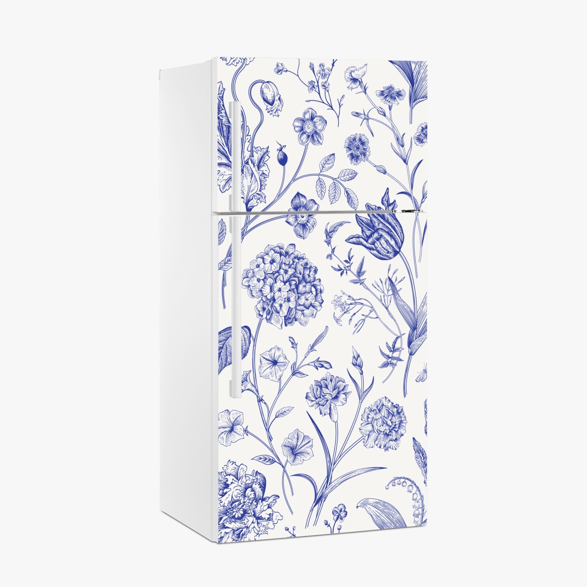 Kühlschrankaufkleber klassisches blaues toile blumenmuster – Wallnifity®