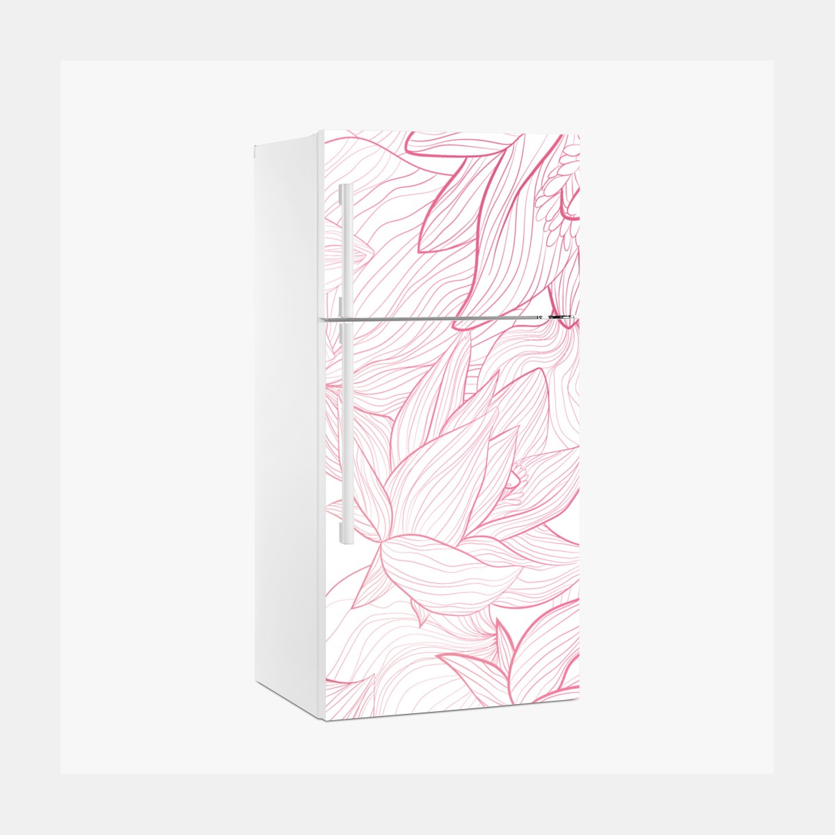 Kühlschrankaufkleber zartes rosa blumenlinienmuster – Wallnifity®