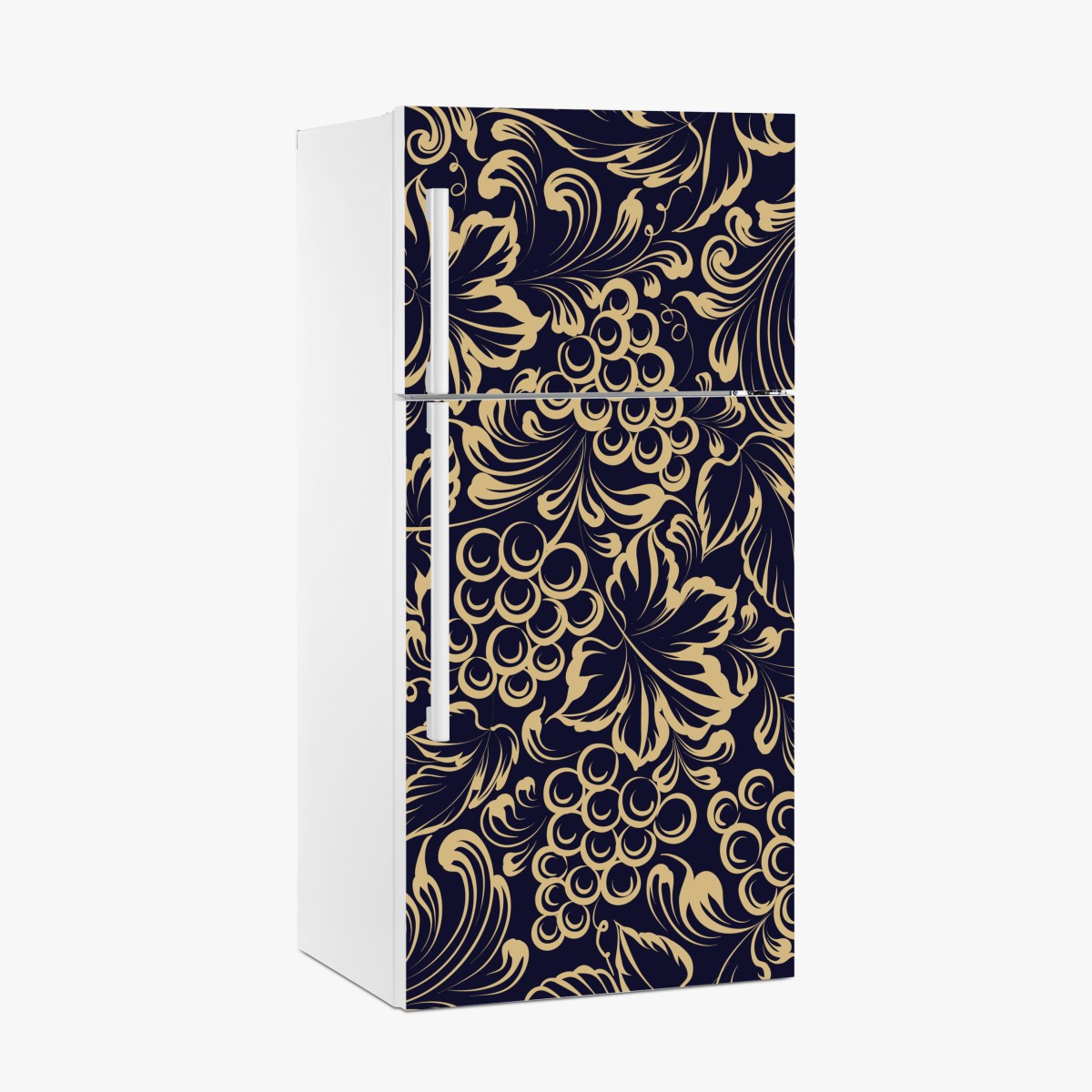 Kühlschrankaufkleber elegantes barockes weintraubenmuster in gold – Wallnifity®