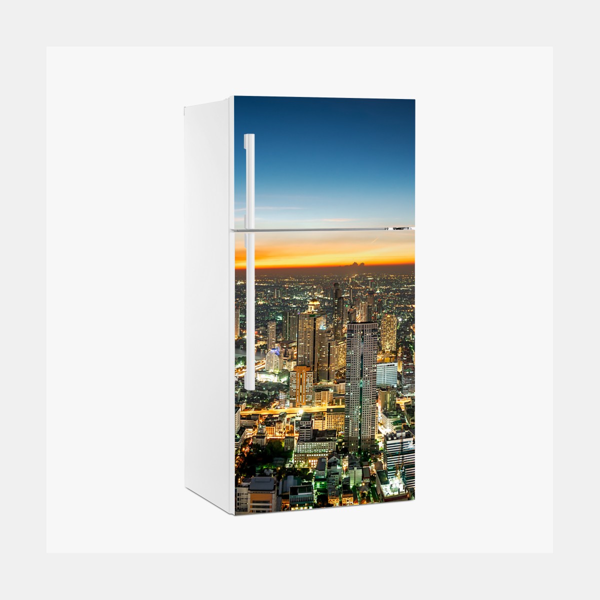 Kühlschrankaufkleber panorama von Bangkok bei dämmerung – Wallnifity®