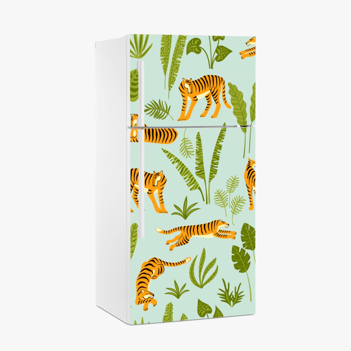 Kühlschrankaufkleber verspieltes tiger dschungel muster – Wallnifity®
